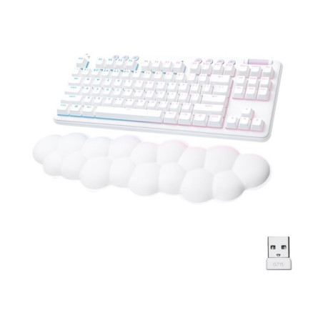 Logitech G715 Wireless Mechanical Gaming Keyboard withTactile Switches (GX Brown), and Keyboard Palm Rest - White Mist - Teclado